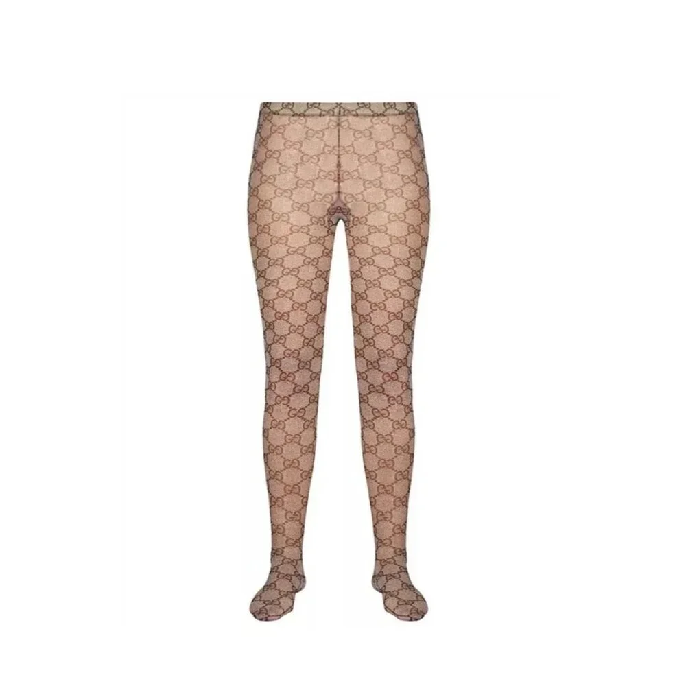 NEW Gucci Tights Brown GG Print Supreme Size M - Picture 2 of 8